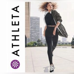 Athleta Sophia Street Moto Leggings Black High Rise 158808 Ankle Zip Women’s L